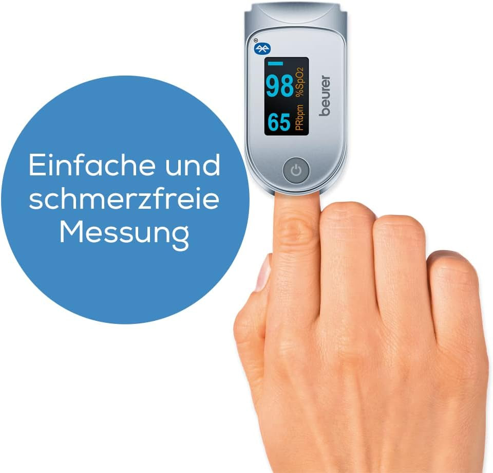 Beurer PO 60 Pulsoximeter Mit Bluetooth, Ermittlung Der Arteriellen Sauerstoffsättigung Im Blut