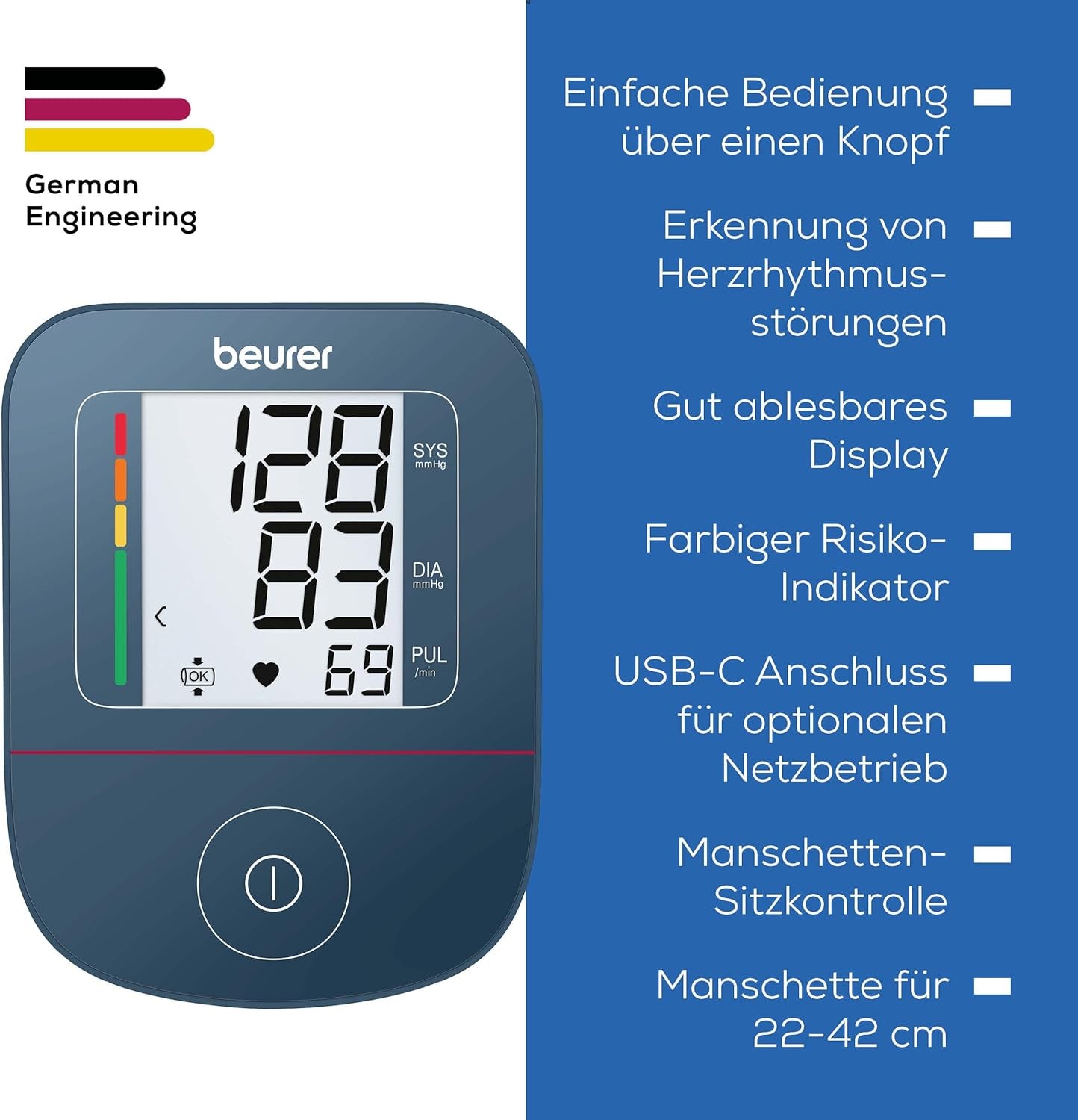 Beurer BM 25 Oberarm Blutdruckmessgerät, Manschette Für 22-42 Cm