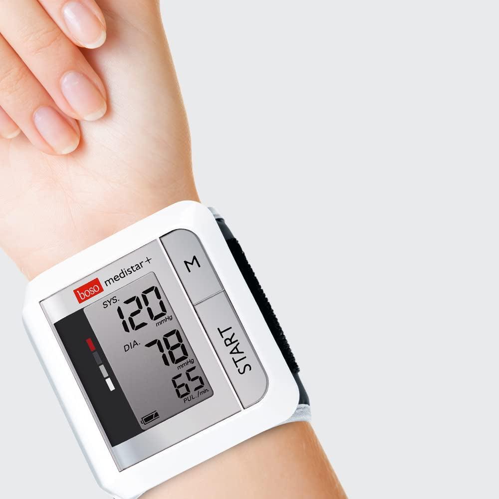 boso medistar Handgelenk-Blutdruckmessgerät – WHO-Mittelwertfunktion, Arrhythmie-Anzeige, 90 Speicherplätze