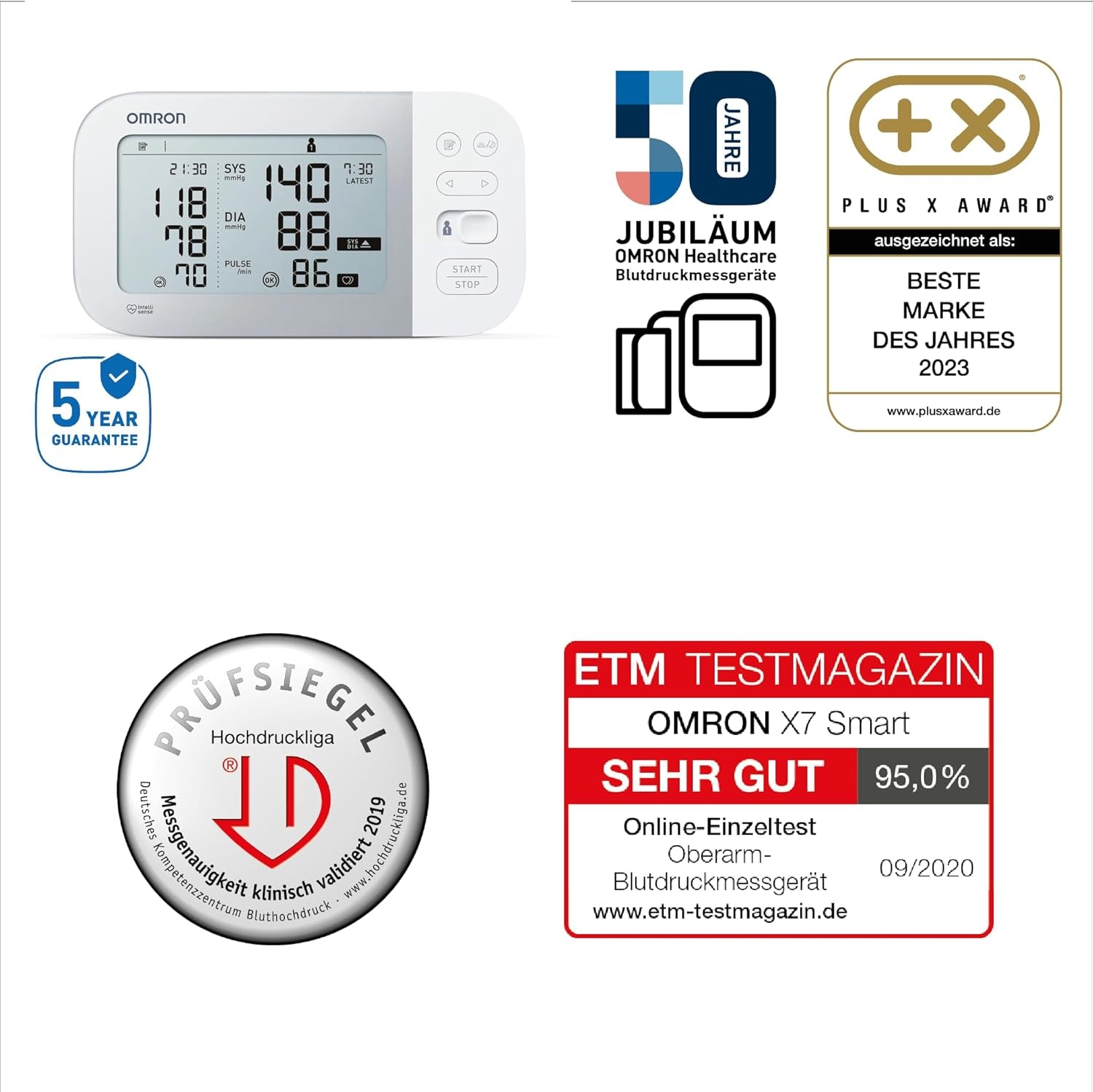 OMRON X7 Smart - Automatisches Oberarm-Blutdruckmessgerät