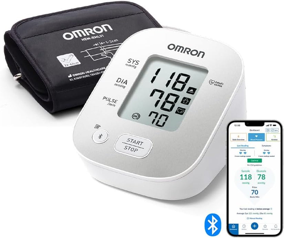 OMRON X2 Smart+ Oberarm-Blutdruckmessgerät – digital, Bluetooth-fähig, klinisch validiert