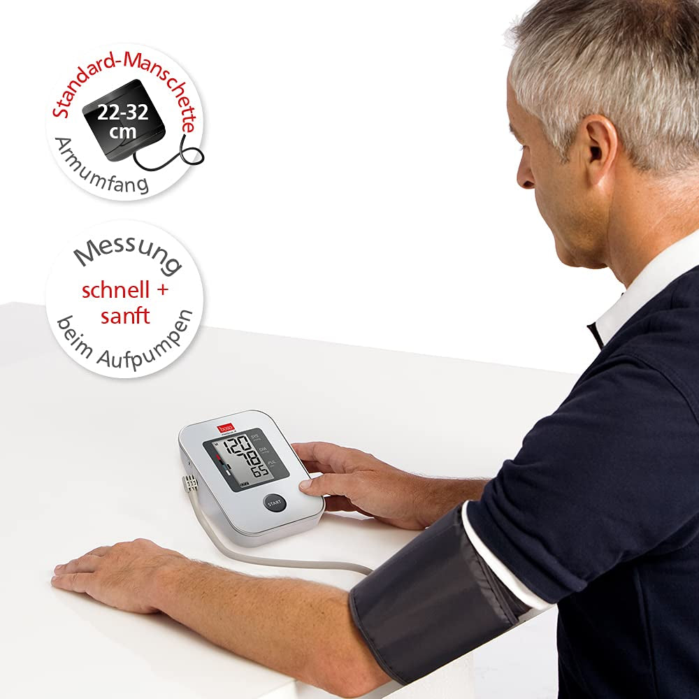 boso medicus X Oberarm-Blutdruckmessgerät – Testsieger, Ein-Knopf-Bedienung, Farbcodierte WHO-Anzeige