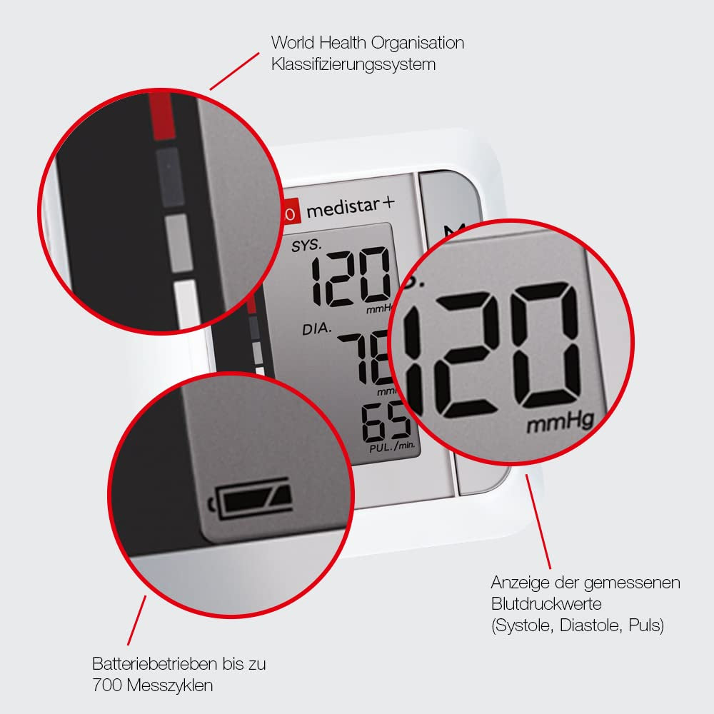 boso medistar Handgelenk-Blutdruckmessgerät – WHO-Mittelwertfunktion, Arrhythmie-Anzeige, 90 Speicherplätze